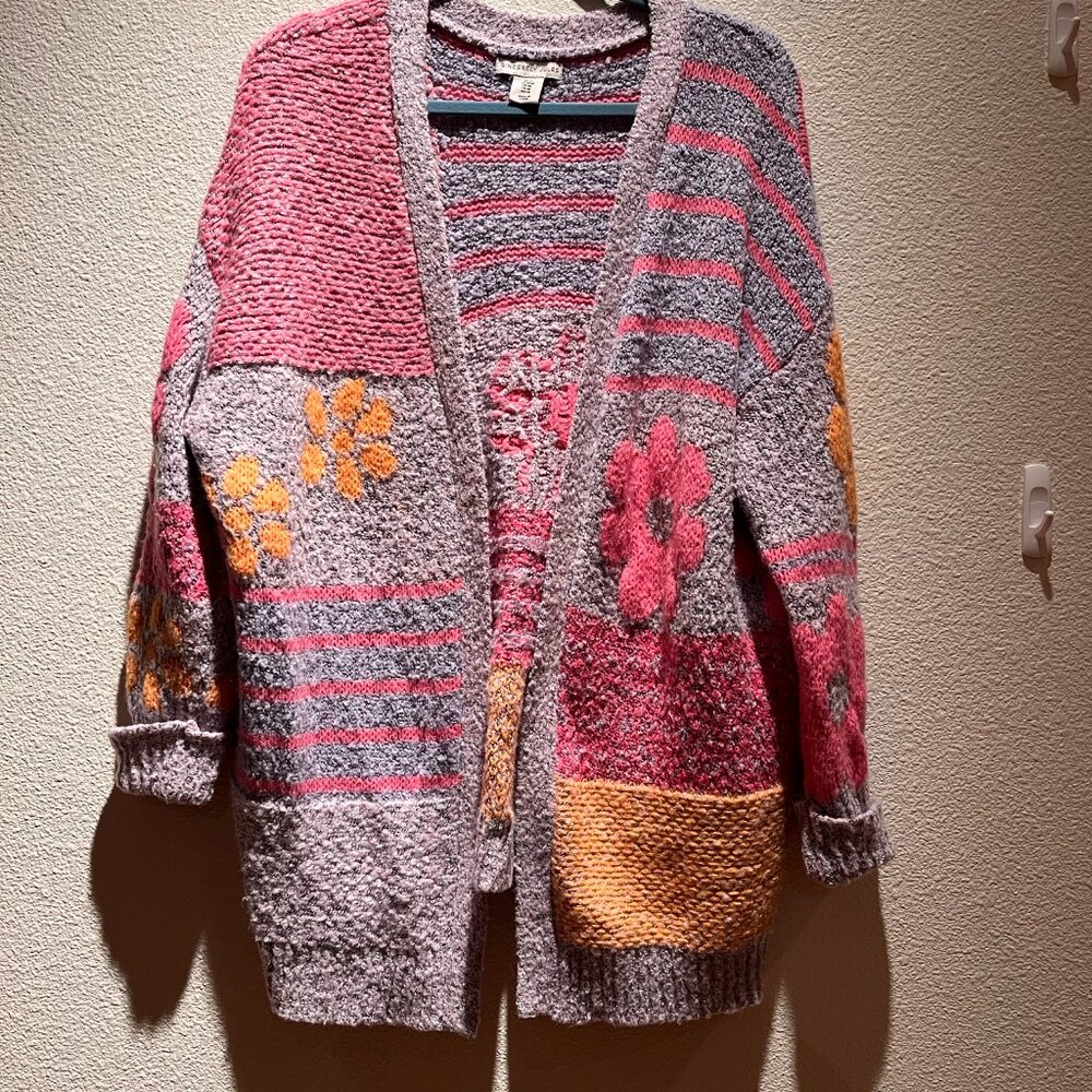 Sincerely Jules Womens Open Front Cardigan Pink Orange & Purple - Picture 5 of 5